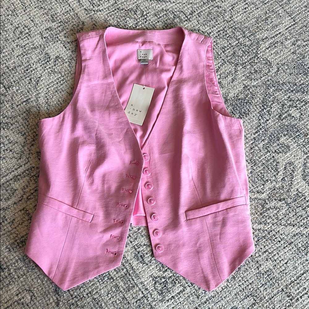 a new day Pink Button-Up Vest